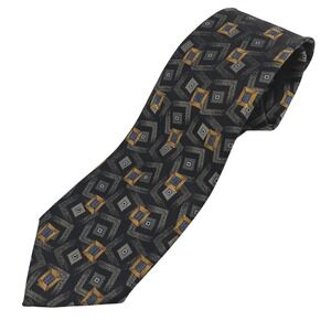 Robert Talbott Nordstrom Silk Tie Abstract Geometric Square Black Gold 59x4